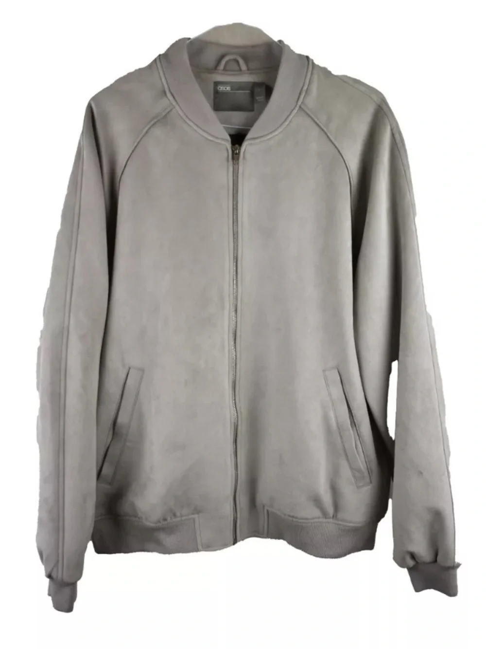 ASOS Light Gray Suede Bomber Jacket